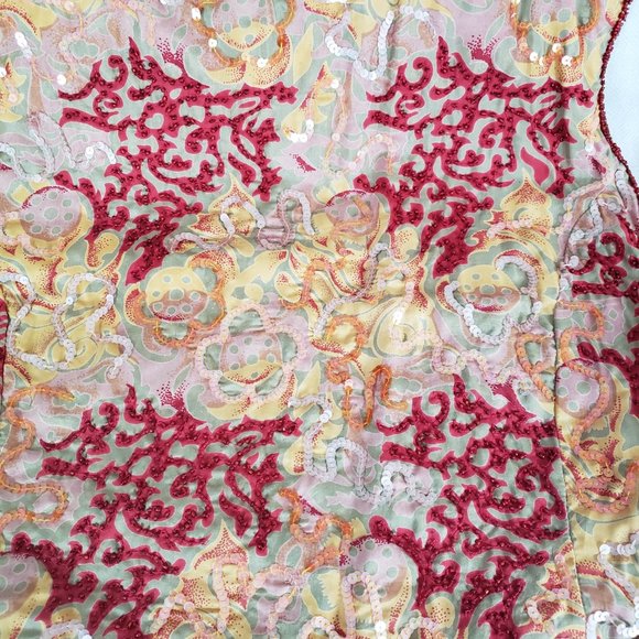 Vintage Class Silk Trousers with Embroidered Beaded Vest Set Sz14 - Picture 8 of 15